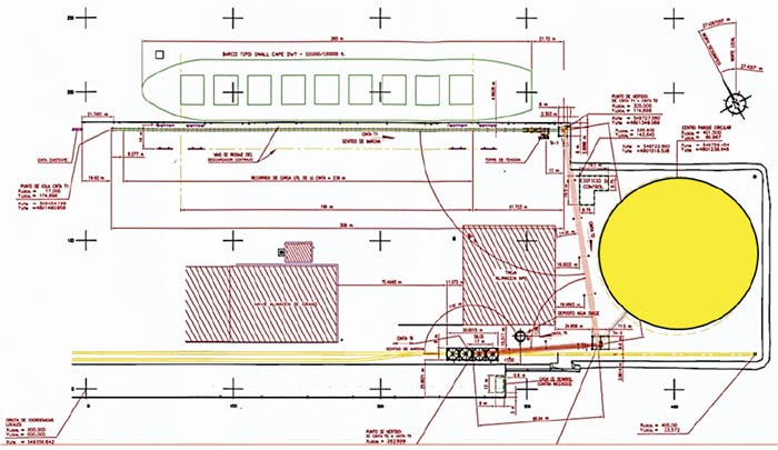 ACE. Cúpula Medusa. Plano del muelle con la ubicación del silo.